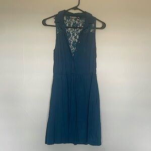 Blue Mini Dress, Open Lace